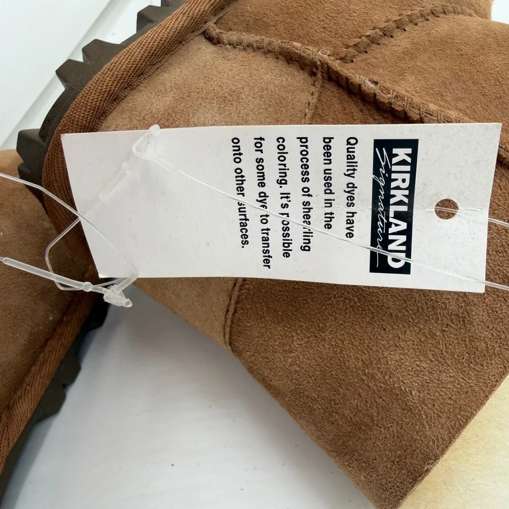 Kirkland Signature Kids Shearling Boots Chestnut Brown Suede Size 2 NEW